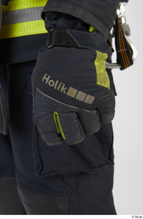 Sam Atkins Firefighter in Protective Suit details of uniform gloves…